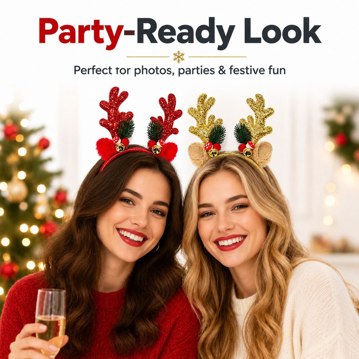 Reindeer Antlers Headband - Рождественский ободок с оленьими рогами и